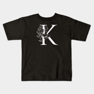 Letter K Monogram - Floral Initial Kids T-Shirt